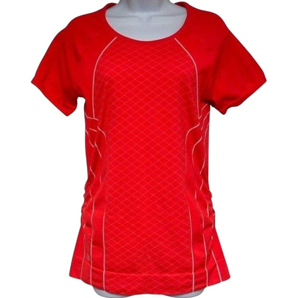Athleta Finish Fast Line Tee Short Sleeve Workout Top Diamond Jacquard Size‎ M